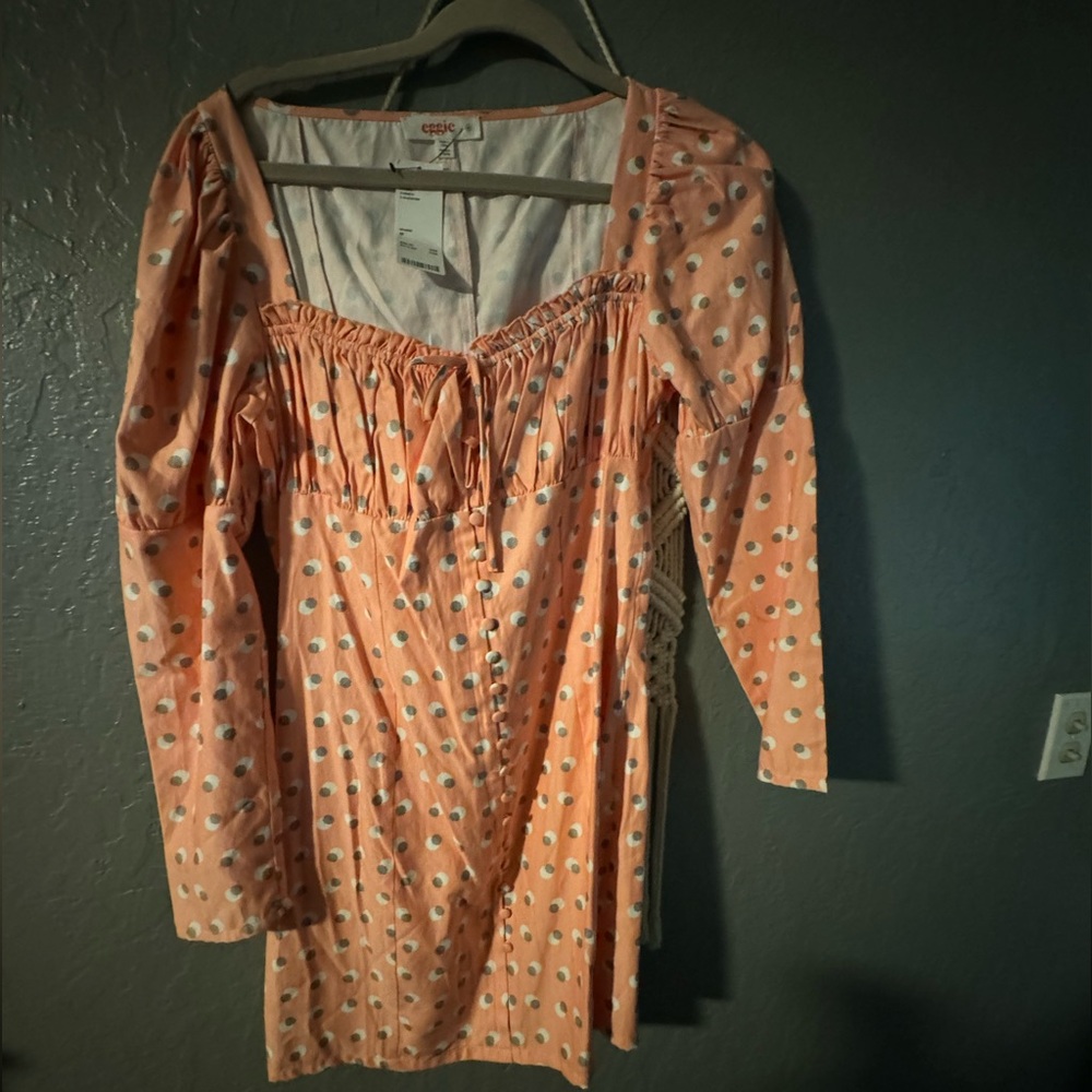 Eggie Urban Outfitters coral dress with dots